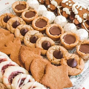 Trays of homemade Christmas cookies